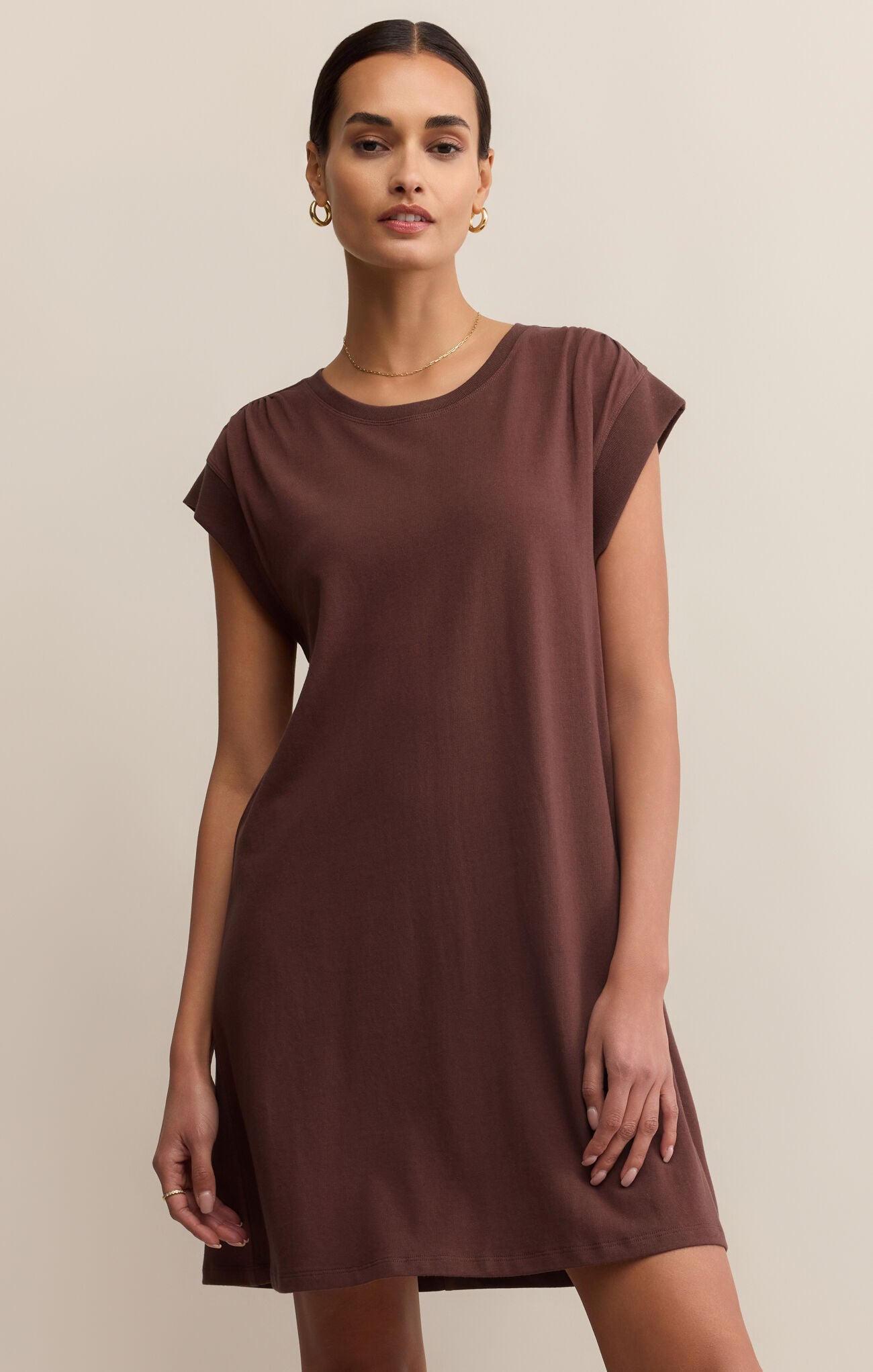 Routine Shift Mini Dress - Sandalwood