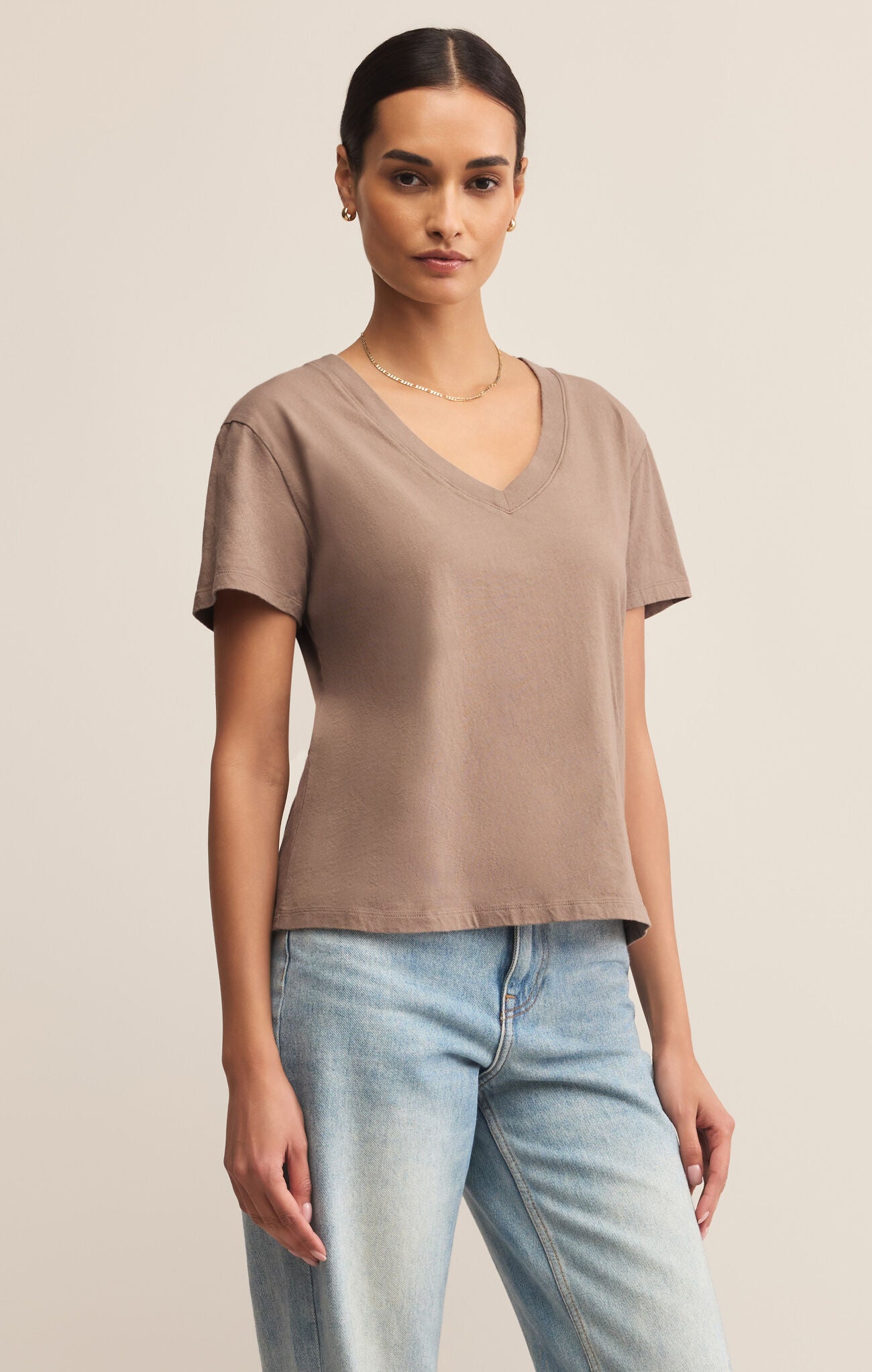 Weekdays V-Neck Tee - Smokey